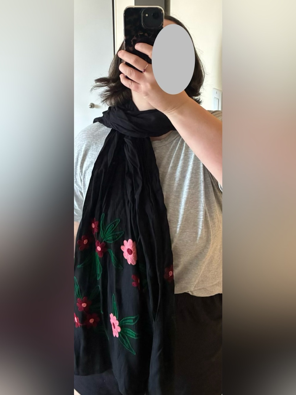 Juicy Couture black embroidered floral scarf - Picture 2 of 7